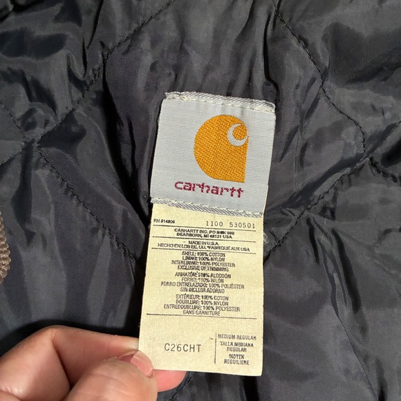 Carhartt Men's Brown Washed Duck Insulated Chore Work Jacket Size Medium - Picture 8 of 10
